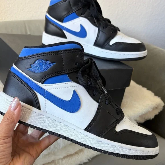 Jordan 1 Mid - white, black, racer blue - Picture 3 of 6